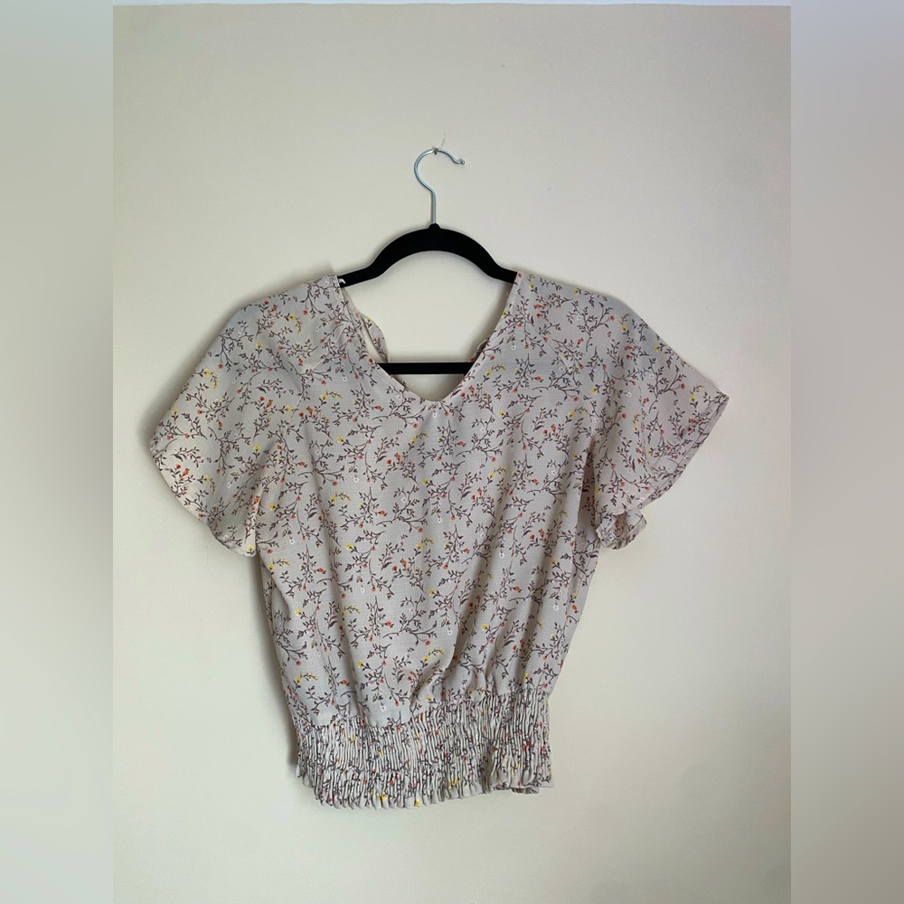 Floral top with a tie in the back